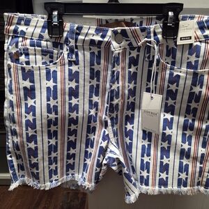 Judy Blue Patriotic Star Stripe Denim Shorts